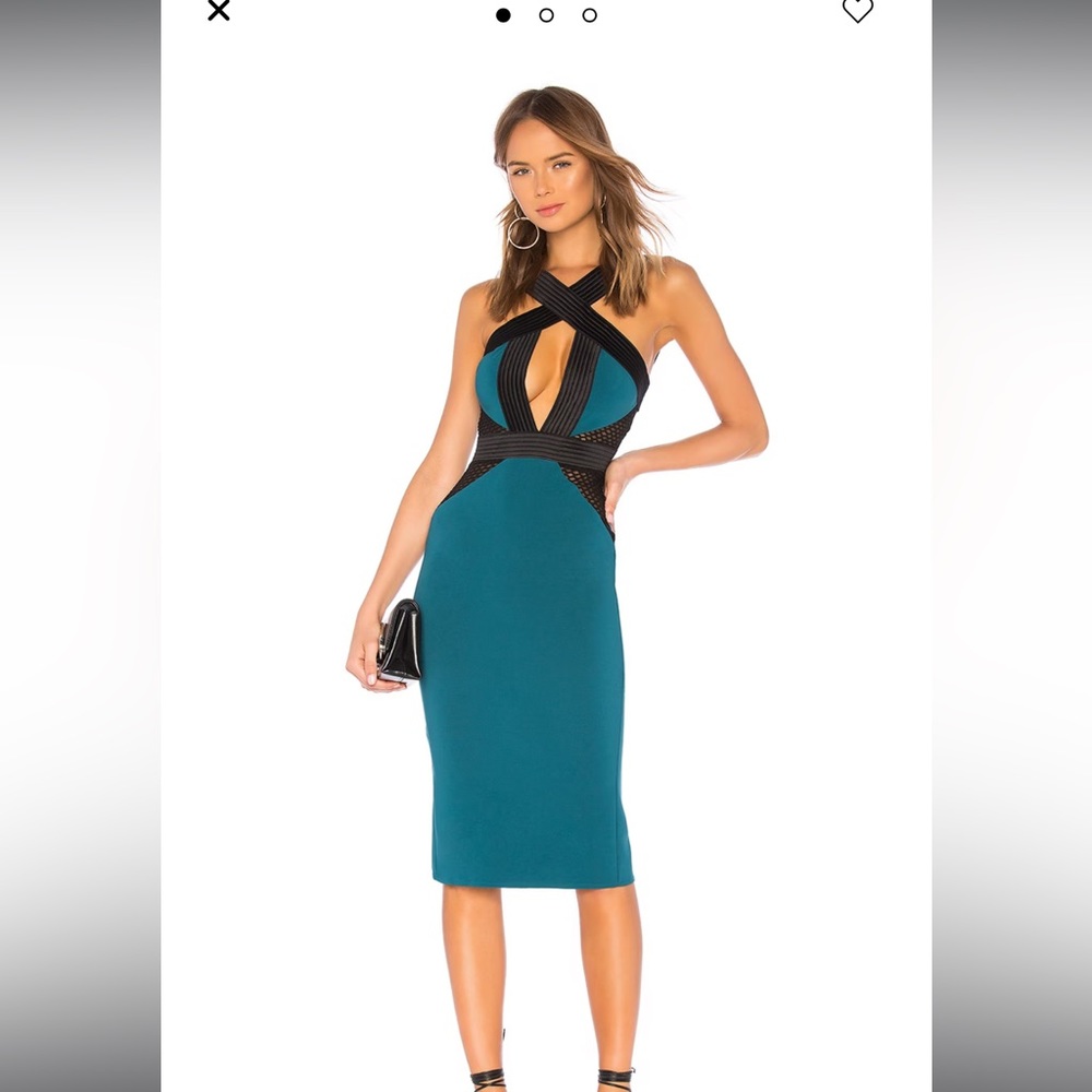 REVOLVE & Michael Costello - Elaine Midi Dress in Teal